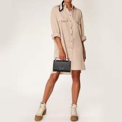 Pre Owned Carolina Herrera Black Logo Embossed Leather Insignia Top Handle Bag