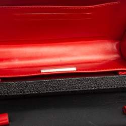 Pre Owned Carolina Herrera Black Logo Embossed Leather Insignia Top Handle Bag