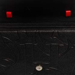 Pre Owned Carolina Herrera Black Logo Embossed Leather Insignia Top Handle Bag