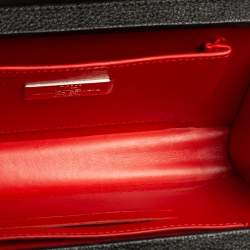 Pre Owned Carolina Herrera Black Logo Embossed Leather Insignia Top Handle Bag