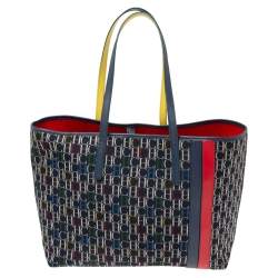 Pre Owned Carolina Herrera Multicolor Monogram Canvas And Leather Shopper Tote