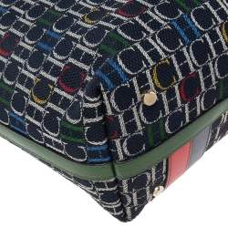 Pre Owned Carolina Herrera Multicolor Monogram Canvas And Leather Shopper Tote