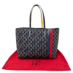 Pre Owned Carolina Herrera Multicolor Monogram Canvas And Leather Shopper Tote