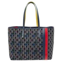 Pre Owned Carolina Herrera Multicolor Monogram Canvas And Leather Shopper Tote