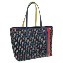 Pre Owned Carolina Herrera Multicolor Monogram Canvas And Leather Shopper Tote
