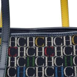 Pre Owned Carolina Herrera Multicolor Monogram Canvas And Leather Shopper Tote
