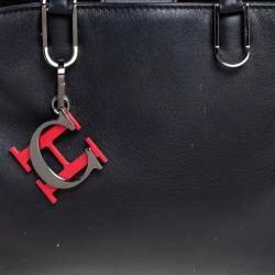 Pre Owned Carolina Herrera Black Leather Charm Tote
