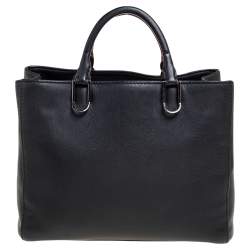 Pre Owned Carolina Herrera Black Leather Charm Tote