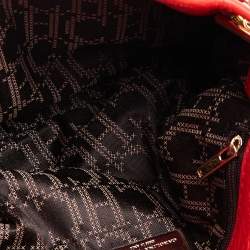 Pre Owned Carolina Herrera Orange Leather Shoulder Bag