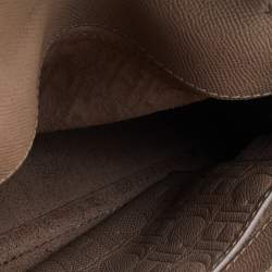 Pre Owned Carolina Herrera Beige Leather Monogram Embossed Minuetto Top Handle Bag