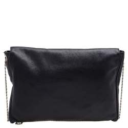 Pre Owned Carolina Herrera Black Leather Chain Flap Shoulder Bag