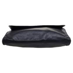 Pre Owned Carolina Herrera Black Leather Chain Flap Shoulder Bag