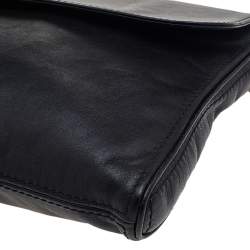 Pre Owned Carolina Herrera Black Leather Chain Flap Shoulder Bag