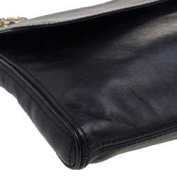 Pre Owned Carolina Herrera Black Leather Chain Flap Shoulder Bag