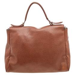 Carolina Herrera Brown Leather Minuetto Top Handle Bag