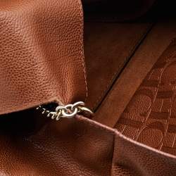 Carolina Herrera Brown Leather Minuetto Top Handle Bag