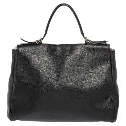 Pre Owned حقيبة كارولينا هيريرا مينويتو قلاب يد علوية جلد أسود 