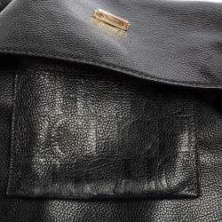 Pre Owned حقيبة كارولينا هيريرا مينويتو قلاب يد علوية جلد أسود 