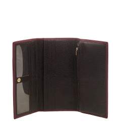 Pre Owned Carolina Herrera Burgundy Grained Leather Flap Continental Wallet