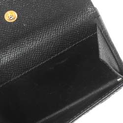Pre Owned Carolina Herrera Black Monogram Embossed Leather French Compact Wallet