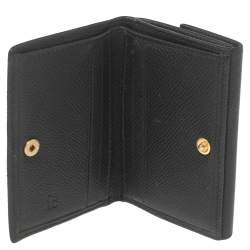 Pre Owned Carolina Herrera Black Monogram Embossed Leather French Compact Wallet
