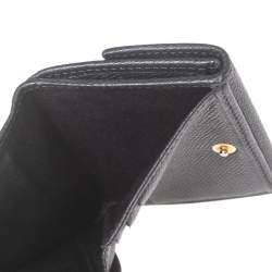 Pre Owned Carolina Herrera Black Monogram Embossed Leather French Compact Wallet