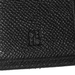 Pre Owned Carolina Herrera Black Monogram Embossed Leather French Compact Wallet