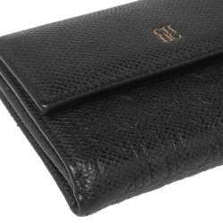 Pre Owned Carolina Herrera Black Monogram Embossed Leather French Compact Wallet