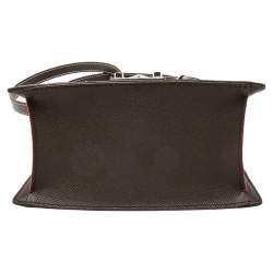 Pre Owned حقيبة كارولينا هيريرا يد علوية جلد وكانفاس مقوى مونوغرامي بني 