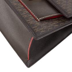 Pre Owned حقيبة كارولينا هيريرا يد علوية جلد وكانفاس مقوى مونوغرامي بني 