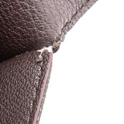 Pre Owned حقيبة كارولينا هيريرا يد علوية جلد وكانفاس مقوى مونوغرامي بني 