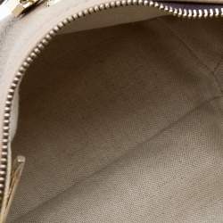 Pre Owned Carolina Herrera Beige Monogram Embossed Leather Chain Hobo