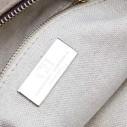 Pre Owned Carolina Herrera Beige Monogram Embossed Leather Chain Hobo