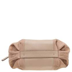 Pre Owned Carolina Herrera Beige Monogram Embossed Leather Chain Hobo