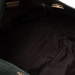 Pre Owned Carolina Herrera Green Monogram Embossed Leather Chain Handle Tote