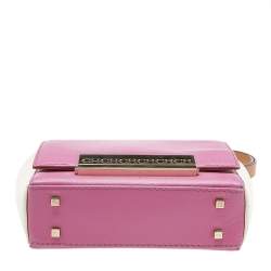 Pre Owned Carolina Herrera Pink/Off White Leather Flap Shoulder Bag