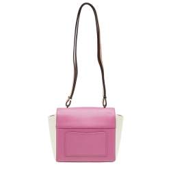 Pre Owned Carolina Herrera Pink/Off White Leather Flap Shoulder Bag
