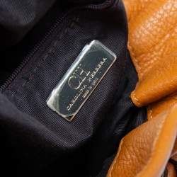 Pre Owned Carolina Herrera Orange Embossed Leather Bow Bucket Bag