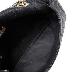 Pre Owned Carolina Herrera Black Monogram Embossed Leather Audrey Shoulder Bag