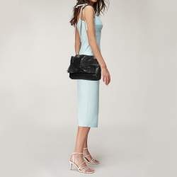 Pre Owned Carolina Herrera Black Monogram Embossed Leather Audrey Shoulder Bag