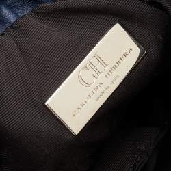 Carolina Herrera Blue Quilted Leather Bucket Bag