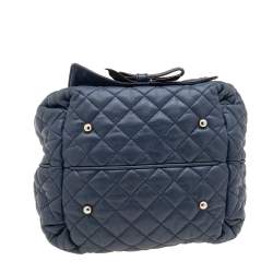 Carolina Herrera Blue Quilted Leather Bucket Bag