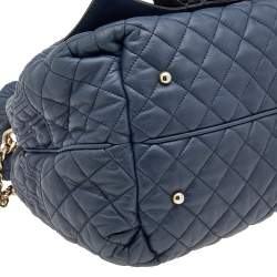 Carolina Herrera Blue Quilted Leather Bucket Bag