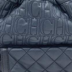 Carolina Herrera Blue Quilted Leather Bucket Bag
