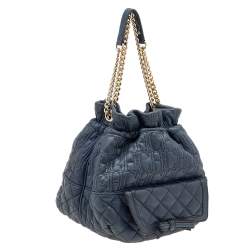 Carolina Herrera Blue Quilted Leather Bucket Bag