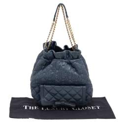Carolina Herrera Blue Quilted Leather Bucket Bag
