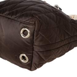 Pre Owned Carolina Herrera Brown Quilted Nylon Chain Tote