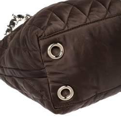 Pre Owned Carolina Herrera Brown Quilted Nylon Chain Tote