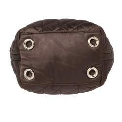 Pre Owned Carolina Herrera Brown Quilted Nylon Chain Tote