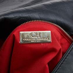 Pre Owned Carolina Herrera Black Leather Flap Crossbody Bag